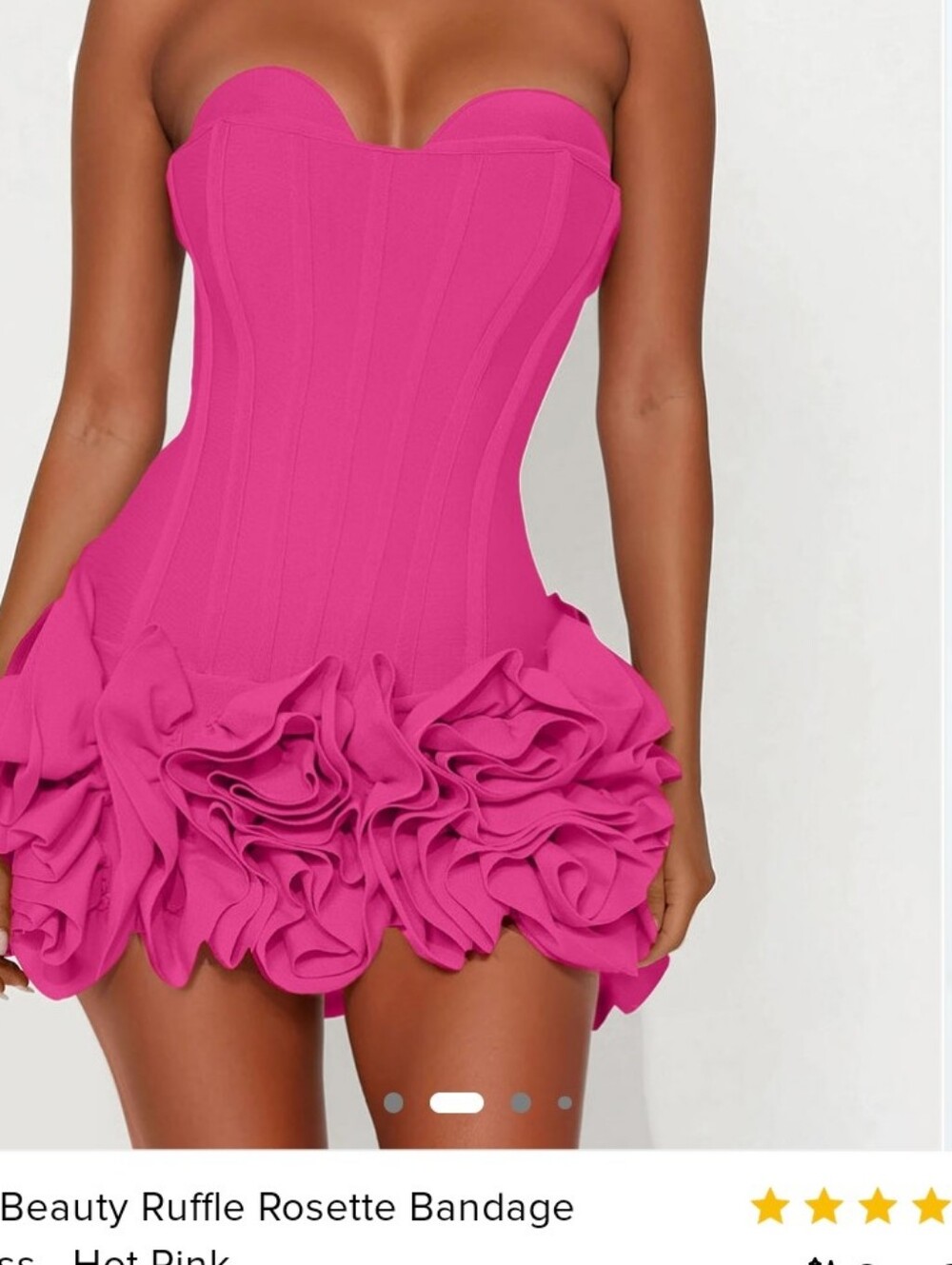 Fashion Nova Hot Pink Strapless Ruffle Rosette Mini Dress